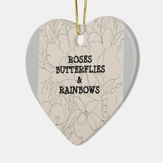 Rozen Butterflies en Rainbows Keramisch Ornament (Links)