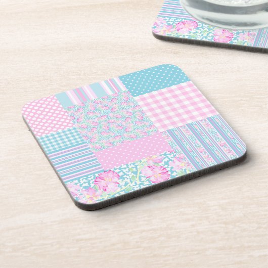 Rozen, Butterflies: Faux Patchwork-Onderzetters Bier Onderzetter (Linkerzijde)