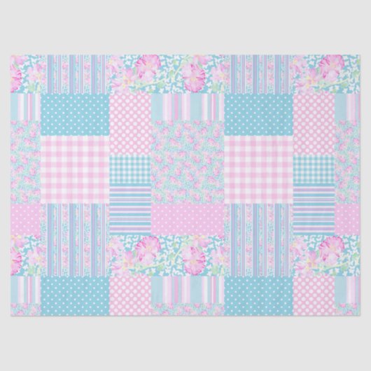 Rozen, Butterflies Faux Patchwork-papier Tissuepapier (Voorkant)