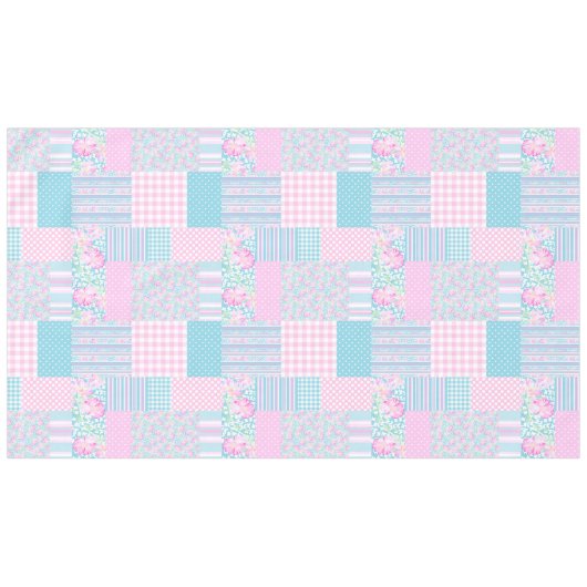 Rozen, Butterflies Faux Patchwork Tablecloth Tafelkleed (Voorkant (Horizontaal))