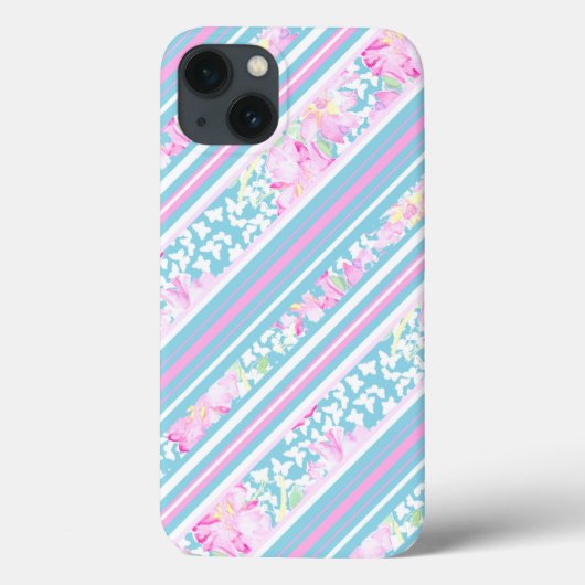 Rozen Butterflies Pink, Blue Stripes iPhone 6 Hoes (Achterkant)