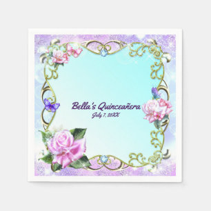Rozen & Butterflies Quinceañera Birthday Party Servet