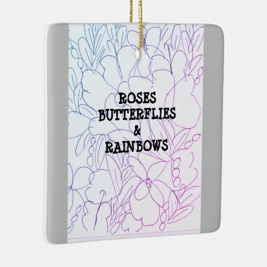 Rozen Butterflies & Rainbows Vivid Keramisch Ornament (Rechts)