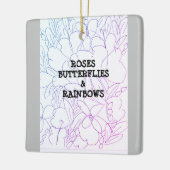 Rozen Butterflies & Rainbows Vivid Keramisch Ornament (Links)