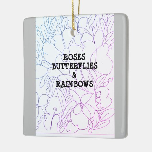 Rozen Butterflies & Rainbows Vivid Keramisch Ornament (Links)