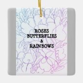 Rozen Butterflies & Rainbows Vivid Keramisch Ornament (Voorkant)