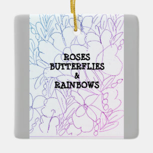 Rozen Butterflies & Rainbows Vivid Keramisch Ornament