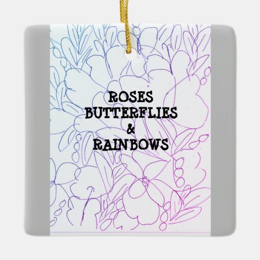 Rozen Butterflies & Rainbows Vivid Keramisch Ornament (Voorkant)