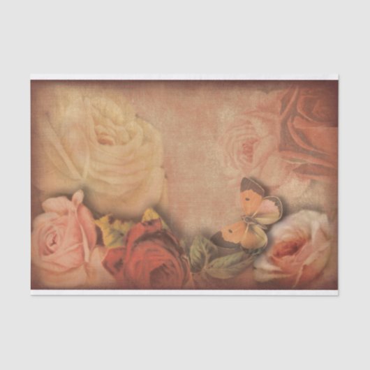  Rozen & Butterfly Shabby Chic Tissuepapier (Voorkant)