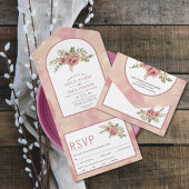 Rozen cactus, blaadbloemen, blaadje all in one uitnodiging