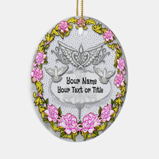 Rozen Caduceus Keramisch Ornament (Rechts)