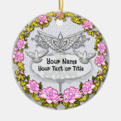 Rozen Caduceus Keramisch Ornament (Voorkant)