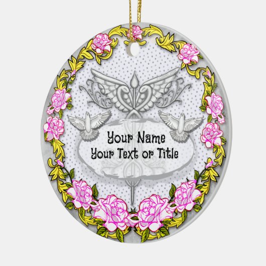 Rozen Caduceus Keramisch Ornament (Links)