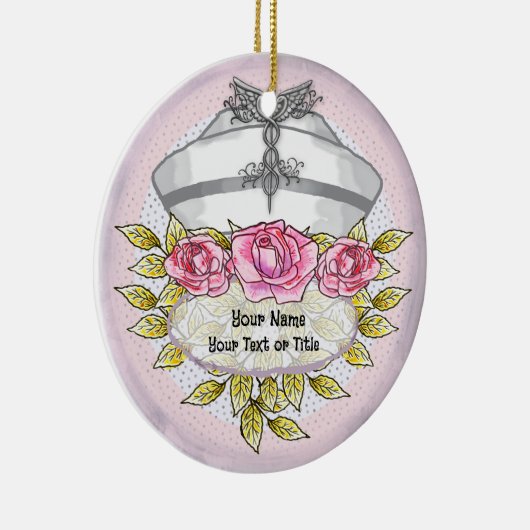 Rozen caduceus verpleegkundige keramisch ornament (Rechts)