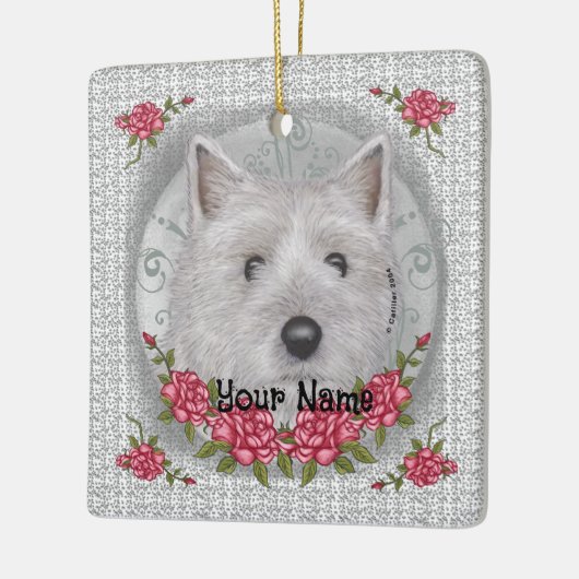 Rozen Cairn Terrier Keramisch Ornament (Links)