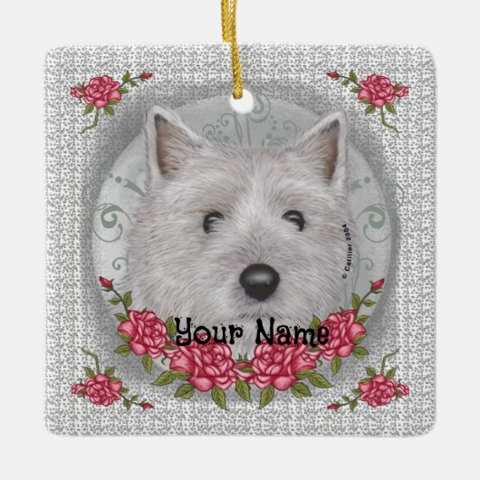Rozen Cairn Terrier Keramisch Ornament (Voorkant)