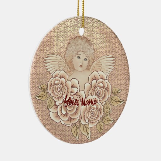  Rozen Cherub Angel Keramisch Ornament (Rechts)