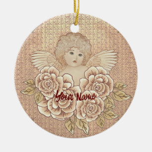  Rozen Cherub Angel Keramisch Ornament