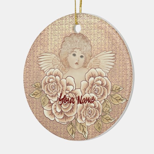  Rozen Cherub Angel Keramisch Ornament (Links)