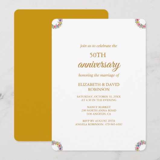 Rozen chique viering 50ste huwelijksverjaardag kaart (Voorkant / Achterkant)