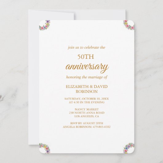 Rozen chique viering 50ste huwelijksverjaardag kaart (Voorkant)