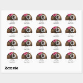Rozen & chocoladetaart Adres Ronde Sticker (Vel)
