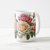 Rozen - Classic Pastel Flower Koffiemok (Voorkant rechts)