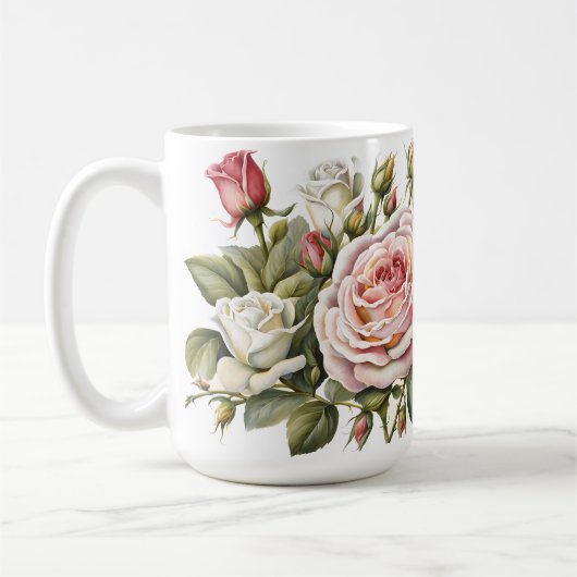 Rozen - Classic Pastel Flower Koffiemok (Links)