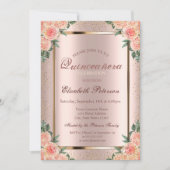 Rozen Confetti Roos Gold, Burgundy Quinceañera Kaart (Voorkant)