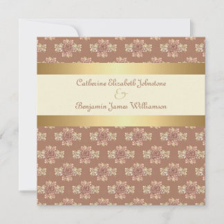  Rozen Cream en Gold Wedding Kaart