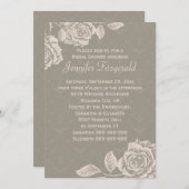  Rozen Cream on Dusty Grey Vrijgezellenfeest Kaart (Voorkant / Achterkant)