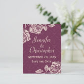 Rozen Cream op Magenta Save the Date (Staand voorkant)
