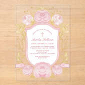 Rozen Crest-doop Acryl Uitnodigingen (Voorkant)