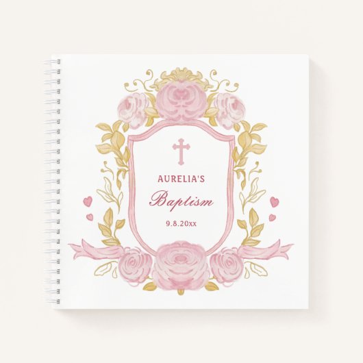 Rozen Crest doop gastenboek Notitieboek (Voorkant)