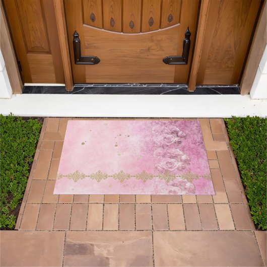Rozen Damask Grunge - Deurmat, vloerkleed Deurmat (Buiten)