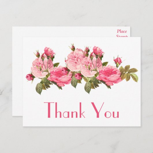 Rozen Dank u Bloemen Briefkaart (Voorkant / Achterkant)
