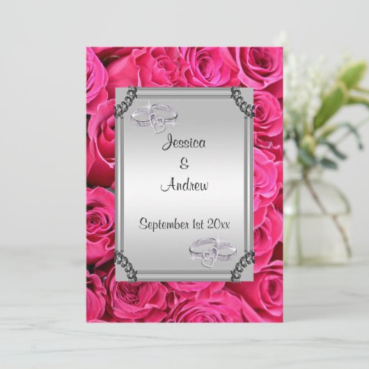 Rozen & diamanten trouwringen kaart (Staand voorkant)