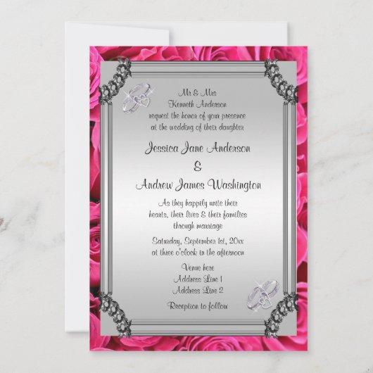 Rozen & diamanten trouwringen kaart (Achterkant)