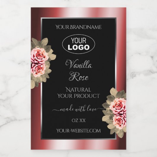 Rozen die de Logo van de Rode Zwarte Etiketten van (Enkel label)