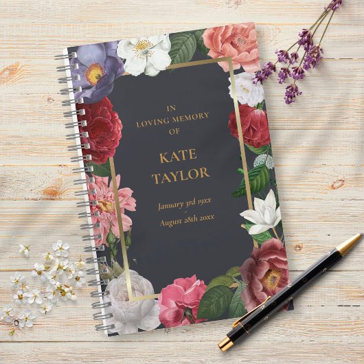 Rozen die het geheugen van de begrafenis van de ga notitieboek