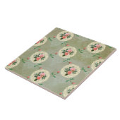 Rozen Doilies Vervaagd Smoky Green Damask Tegeltje (Zijkant)