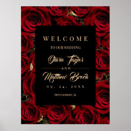 Rozen Donker Goud Burgundy Welkom Trouw Teken Poster