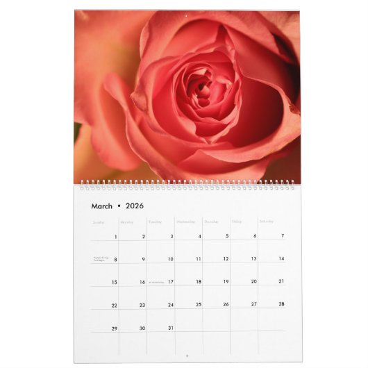 Rozen door de jaarlijkse fotokalender kalender (Mar 2026)