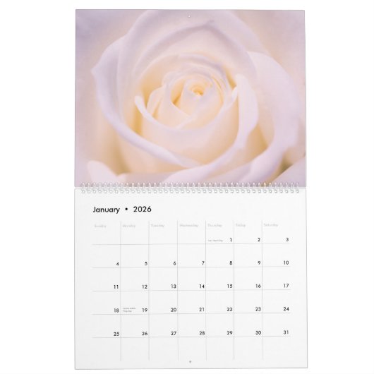 Rozen door de jaarlijkse fotokalender kalender (Jan 2026)