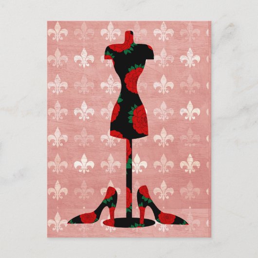 Rozen Dress Form en Heels Briefkaart (Voorkant)