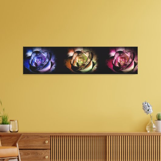 Rozen drieluik canvas afdruk (Insitu (Woonkamer))