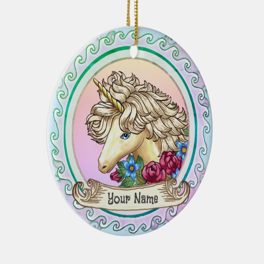 Rozen eenhoorn keramisch ornament (Rechts)