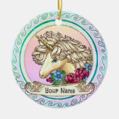 Rozen eenhoorn keramisch ornament (Voorkant)