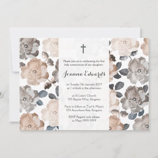  Rozen Eerste Communie Doop Kaart (Voorkant)