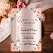 Rozen, Eiffeltoren, Bloemen, Roos Gold Quinceañera Kaart